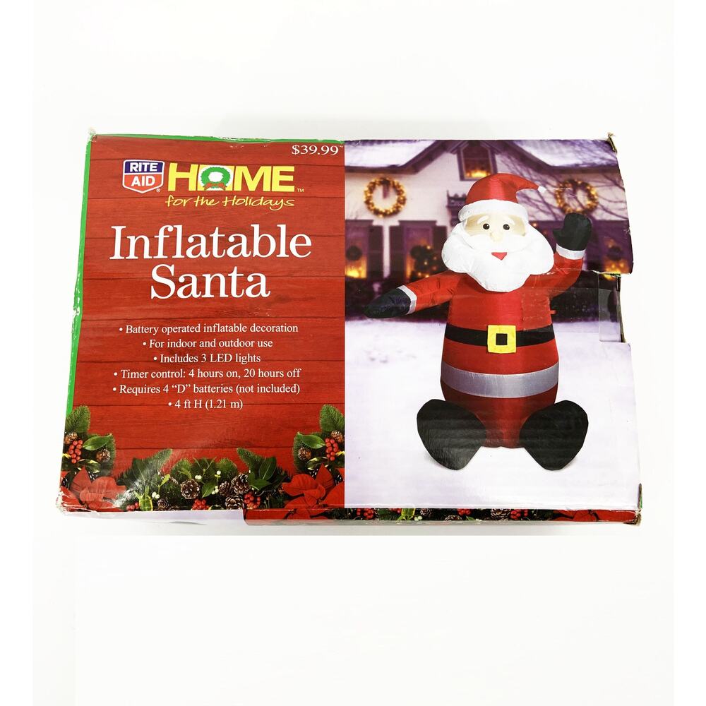 Vintage Rite Aid Home for the Holidays Inflatable Santa Christmas